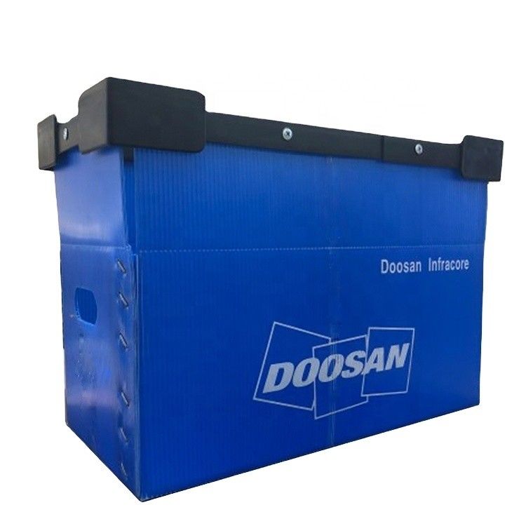 Màu xanh lam 300kg Đang tải Hộp nhựa Coaming Hộp Pallet nhựa có thể gập lại Coreflute